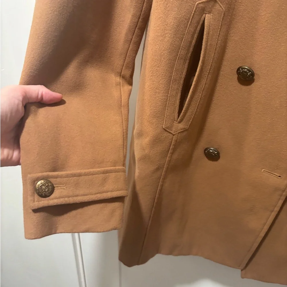 NWOT: Venus beige double breasted coat with leopard print trim, X Large - Picture 3 of 9